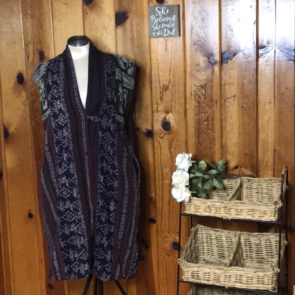 Kitavi Indonesian textile vest full length, medium